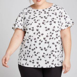 Lane Bryant 22 b/w flutter sleeve top tee plus